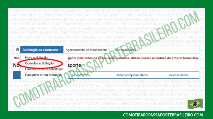 acompanhar solicitação de passaporte