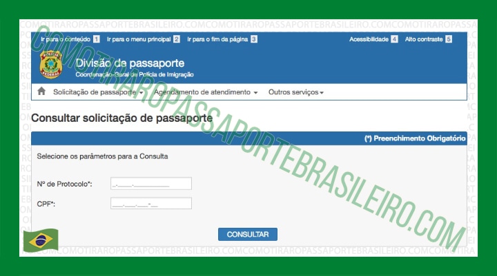 consulta de solicitação de passaporte